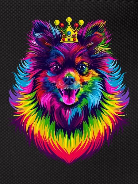 Keeshond Dog Crown Popart
