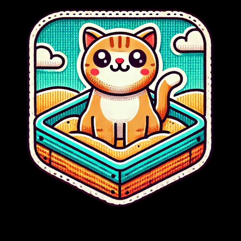 Chat mignon assis dans le bac à sable