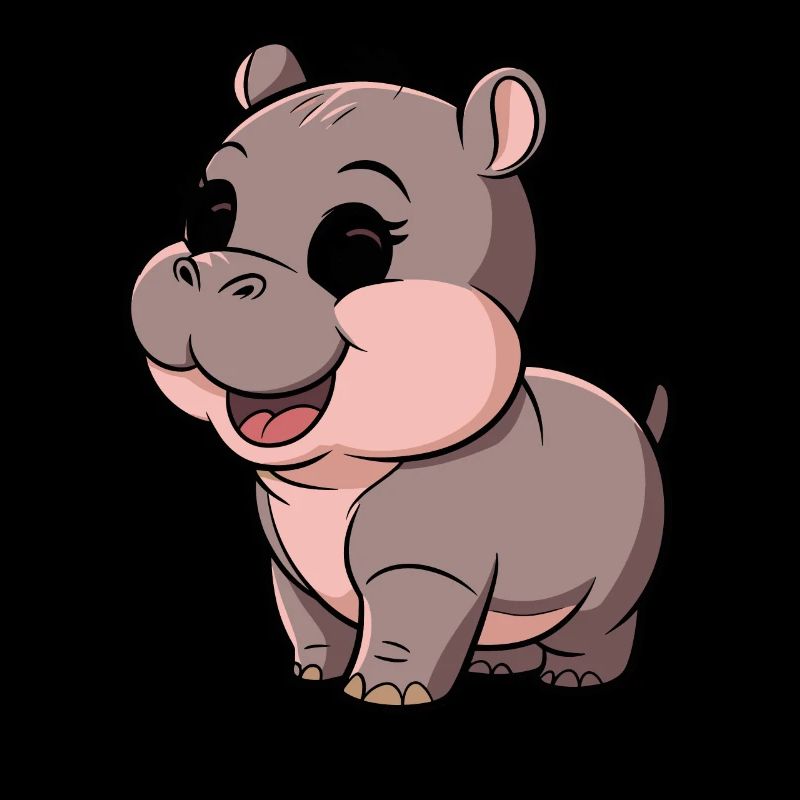 Cute Moo Deng Hippo Cartoon Design