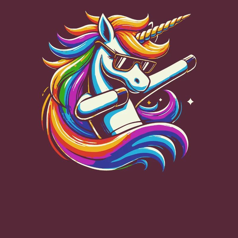 Regenbogen Einhorn mit Sonnenbrille Comic Kunst