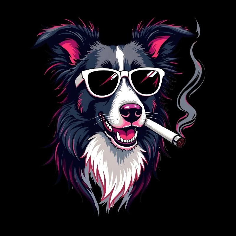 Border Collie Sunglasses Smoking Border