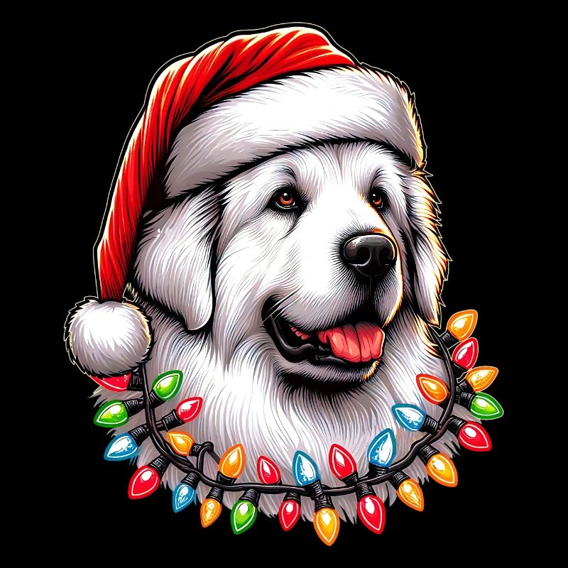 Great Pyrenees Dog Santa Hat Xmas