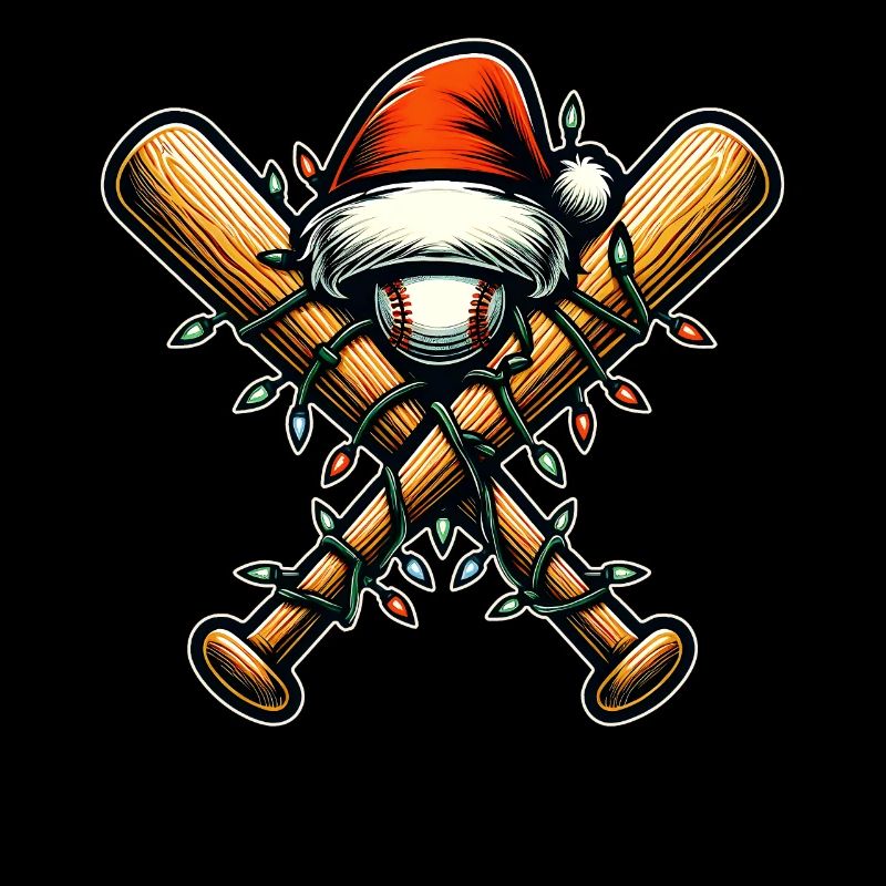 Baseball Bat Ball Player Team Santa Hat