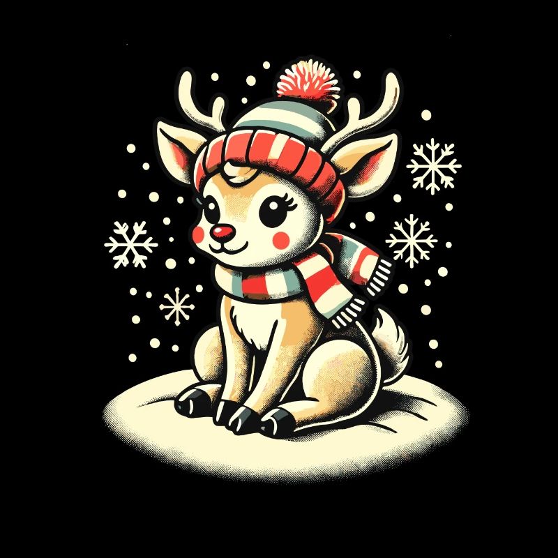 Renne mignon avec écharpe de Noël