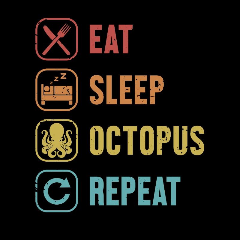 Manger Dormir Octopus Répéter Cephalopoda Octopodes