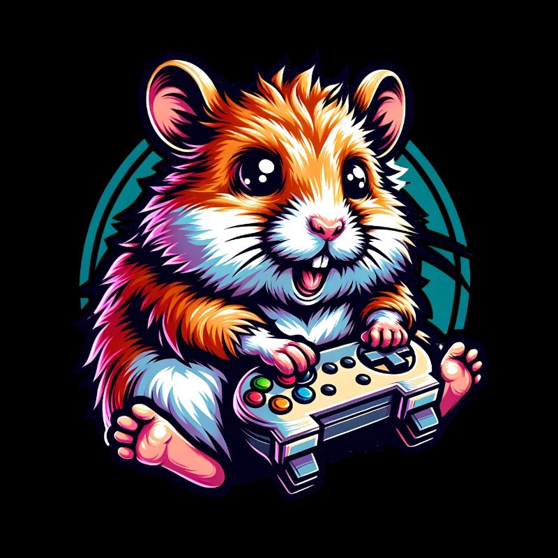 Hamster Mit Videospiel-Controller Illustration