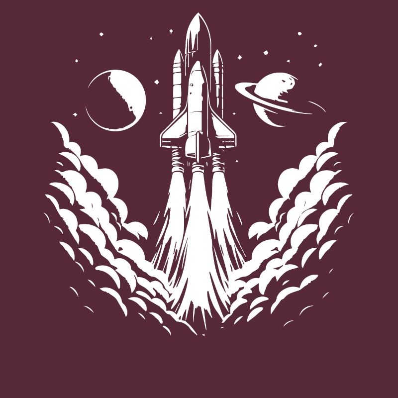 launching rocket, pixel art, outer space