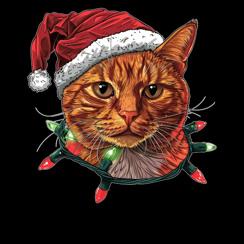 Cute Orange Cat Tabby Cat Christmas Hat