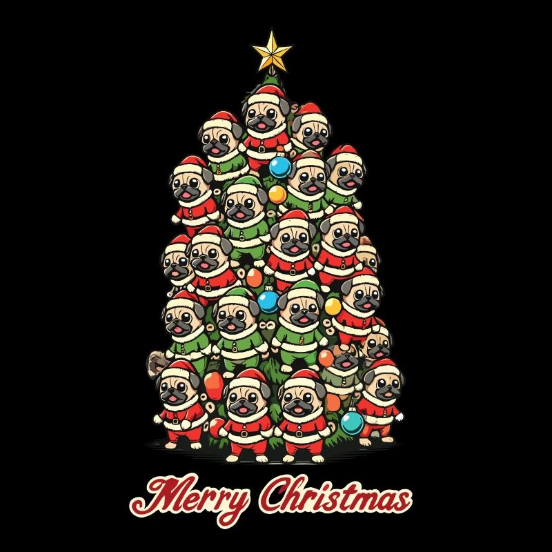 Fröhliche Weihnachten Mops Weihnachtsbaum