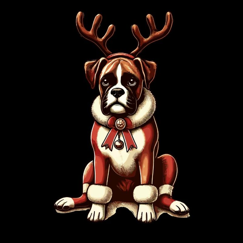 Boxer de Noël chien avec bois