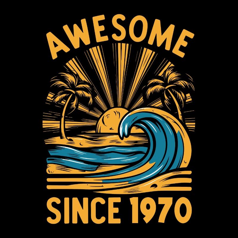 Awesome Since 1970's Birthday Beach