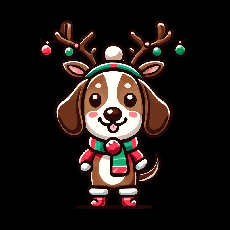 Niedlicher Weihnachtswelpe Mit Geweih