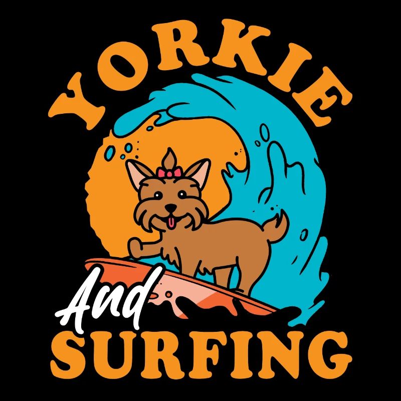 Surf Yorkie, Attraper Des Vagues, Mignon