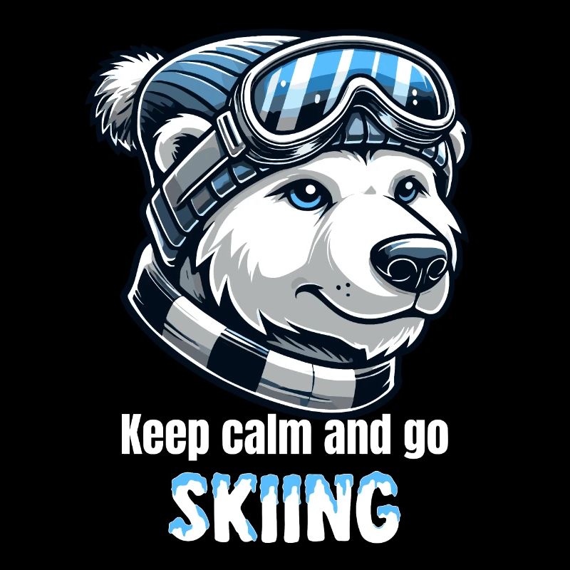 Polar Bear Skiing Ski Goggles Beanie Winter Vacation