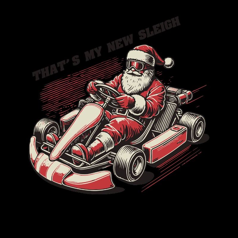 Weihnachtsmann Go-Kart Retro Design Schlitten