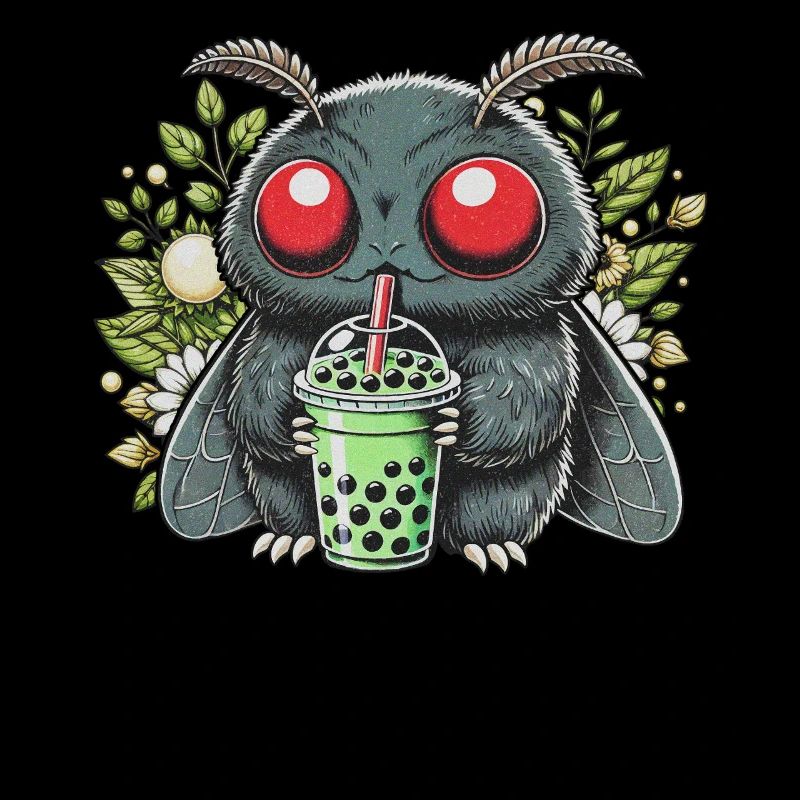 Mothman Drinking Bubble Tea