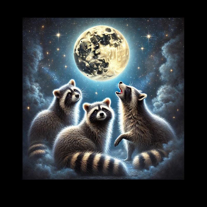 Trois ratons laveurs hurlent à la lune
