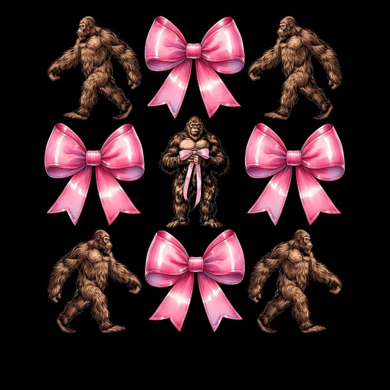 Coquette Bow Bigfoot Sasquatch Yeti Pink