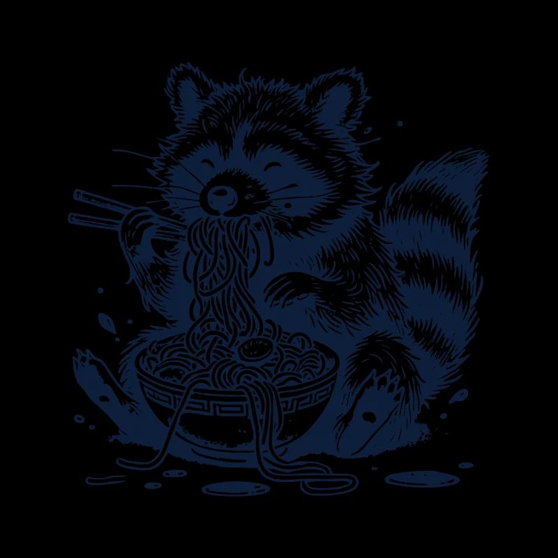 Waschbär Ramen Nudeln Retro Japan Ukiyo-E