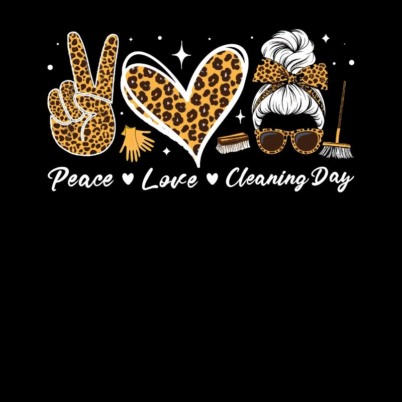 Funny Cleaning Messy Bun Cheetah Leopard Maid