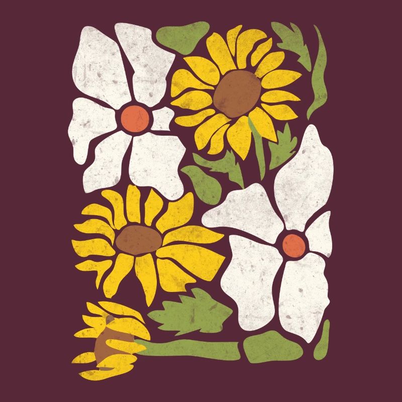 Boho Wildblumen mit Sonnenblumen und Gänseblümchen