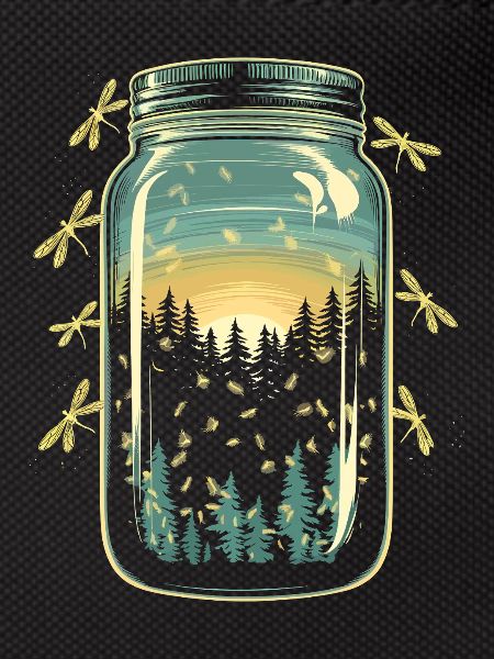 Magical forest fireflies