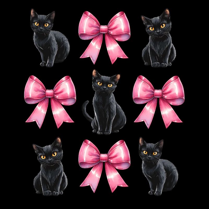 Coquette Bow Schwarze Katze Mama Rosa Schleife