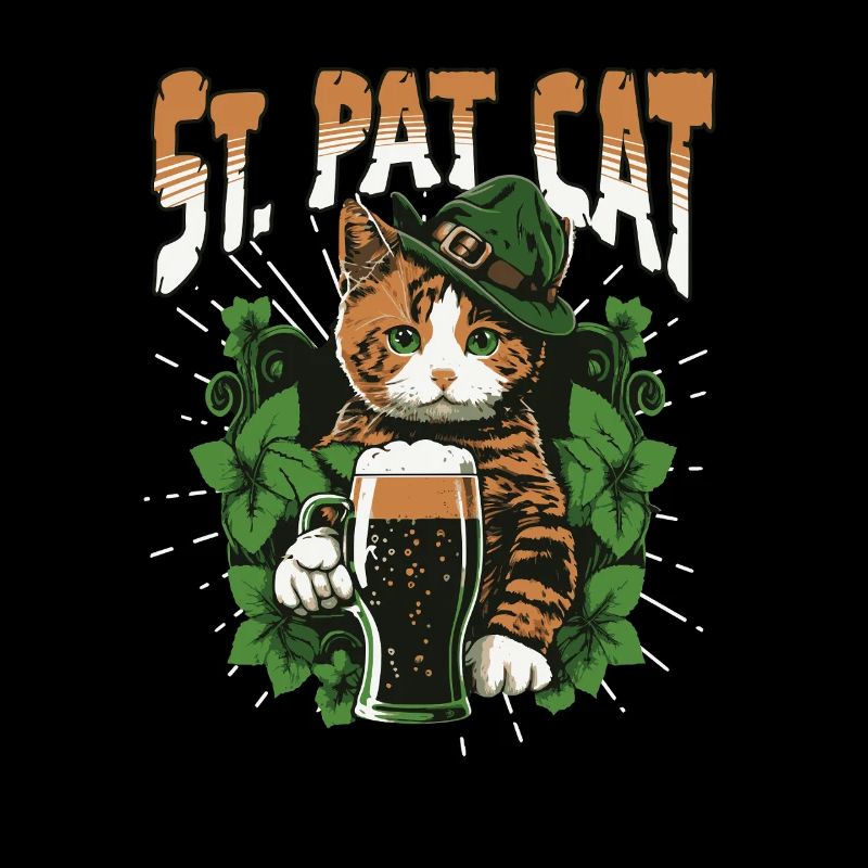 Drôle de chat buvant pour la Saint-Patrick