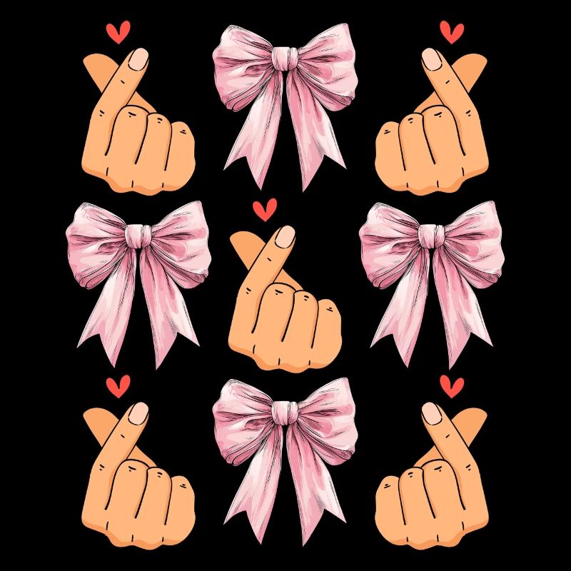 Coquette Bogen Saranghae Kpop Finger Herz Rosa