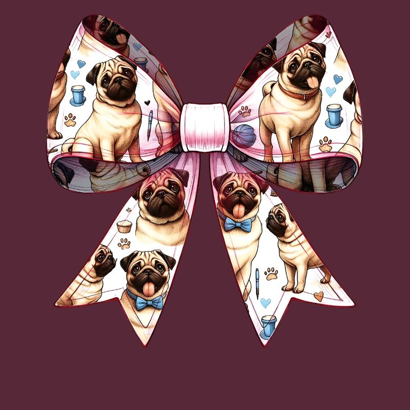 Coquette Bow Pug Dog Mom Pattern Pink