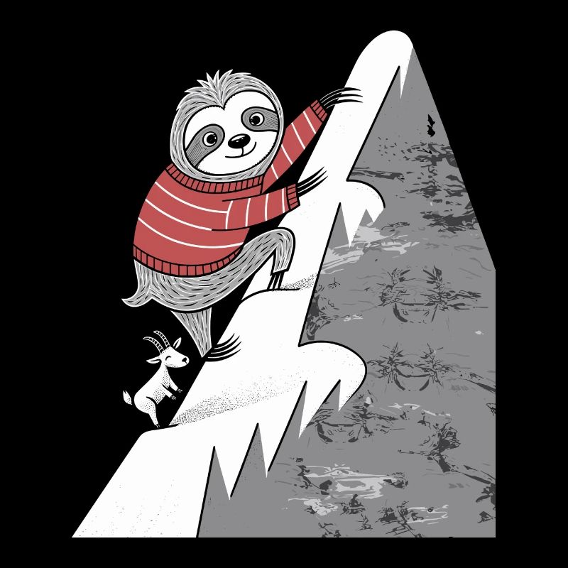 Capricorn zodiac sloth climbs the mountain