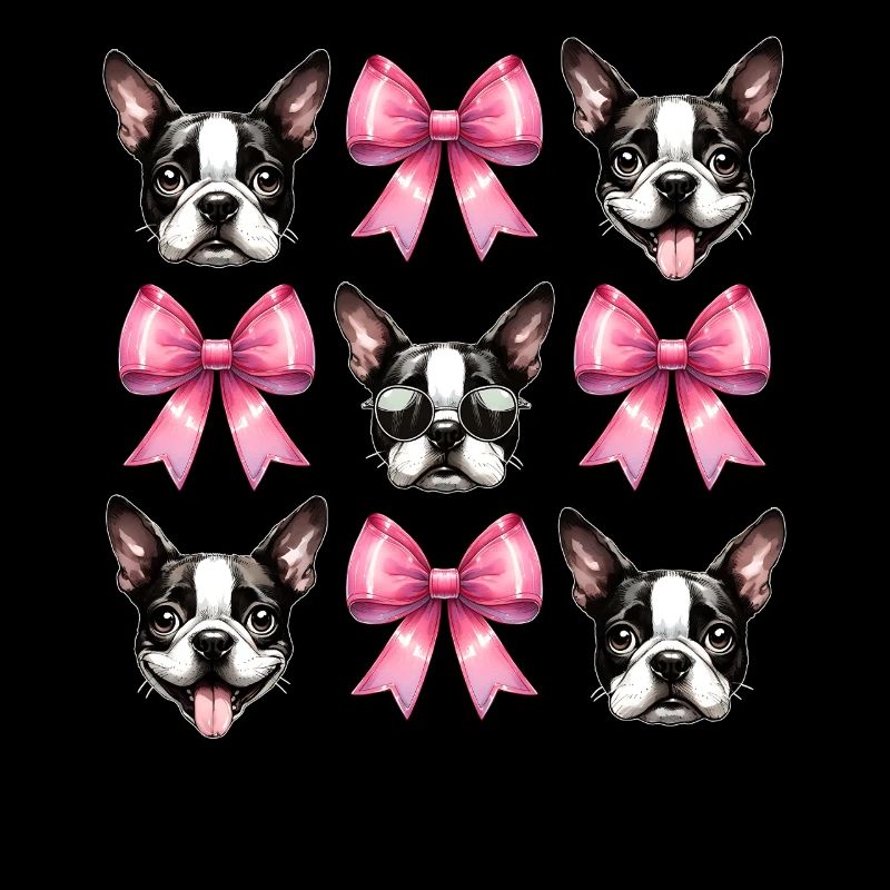Coquette Bow Boston Terrier Chien Maman Rose