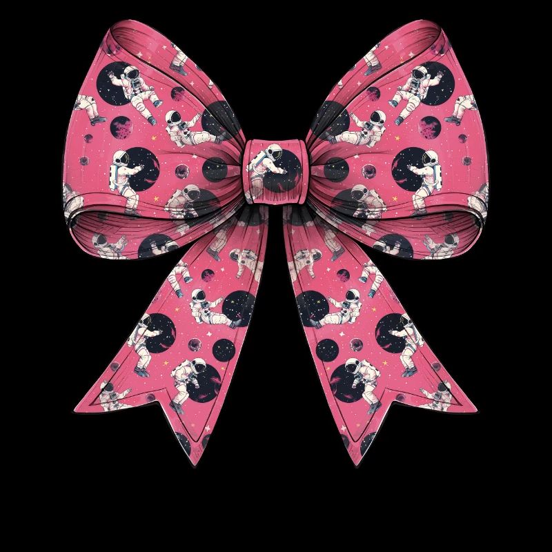 Coquette Bow Astronaut Space Pattern Pink