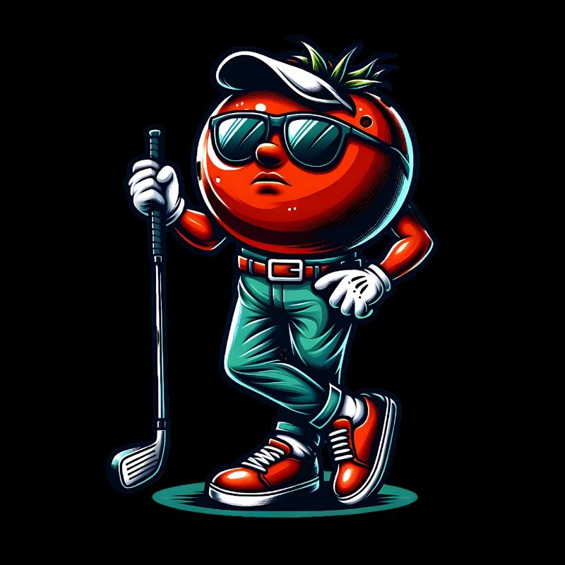 Drôle de tomate de golf avec des lunettes de soleil cool et
