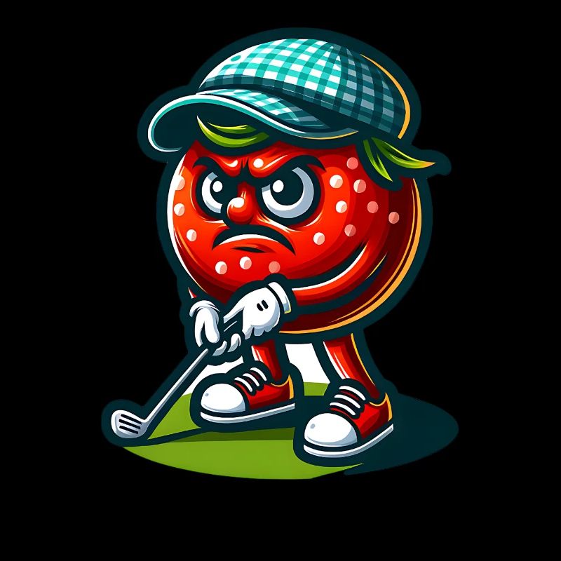 Lustige Golftomate Mit Stilvollem Hut Bereit Zum