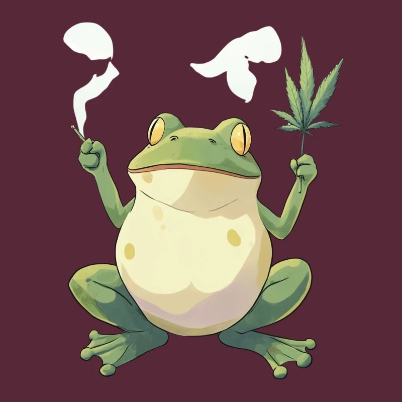 Frog with Joint and Cannabis Leaf - Weed Frog