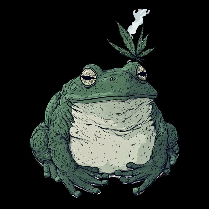 Grosse grenouille à la feuille de cannabis - Weed Frog
