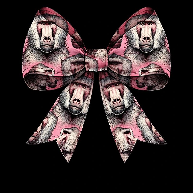 Coquettish Bow Baboon Monkey Pattern Girl