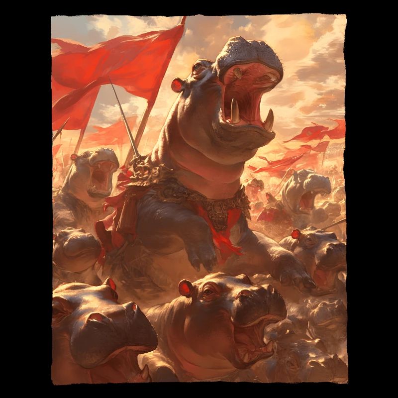Epische Nilpferd Revolution Kunstvolles Gemälde