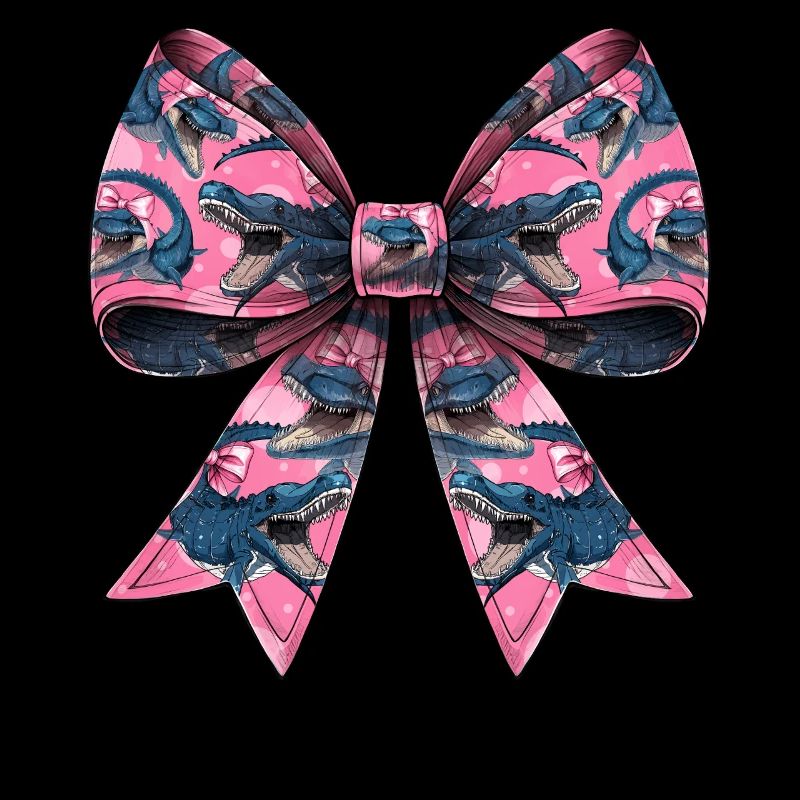 Coquette Bow Mosasaurus Dinosaur Pattern