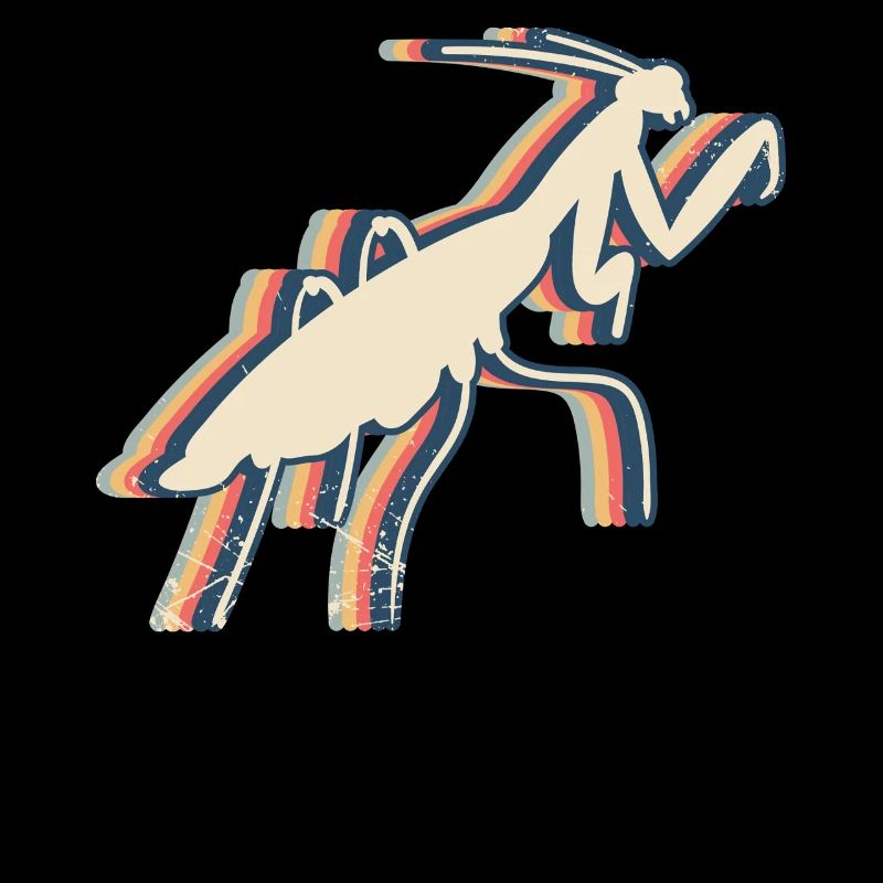 Mantis Praying Mantis Insect Retro Line Art