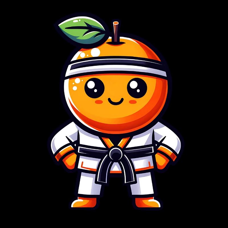 Karaté Orange : Fruit sucré dans une combinaison de karaté