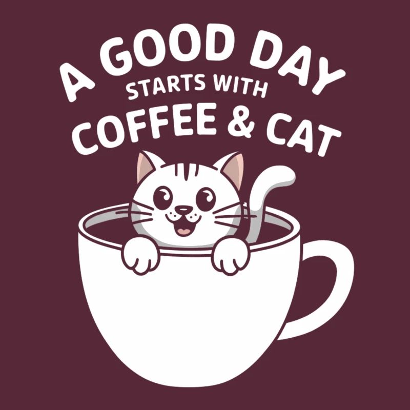 Kätzchen Morgens Kaffee und Katze