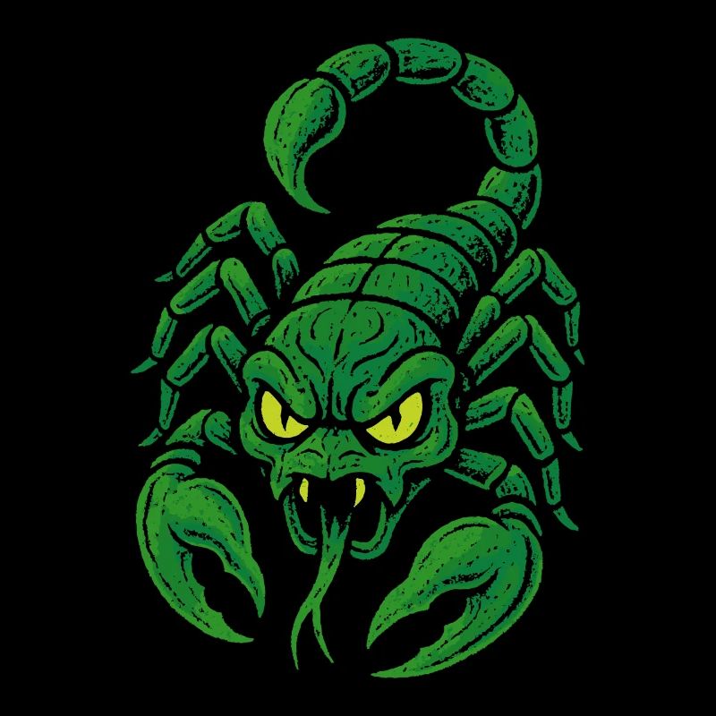 Scorpion vert vénéneux dans le style bande dessinée