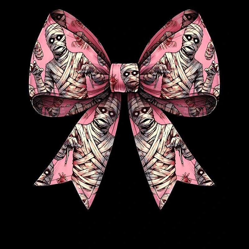 Coquette Bow Mummy Pattern Spooky Halloween Mom
