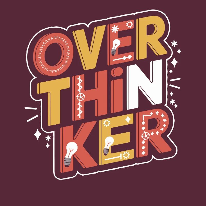 Creative overthinker design with light bulbs and