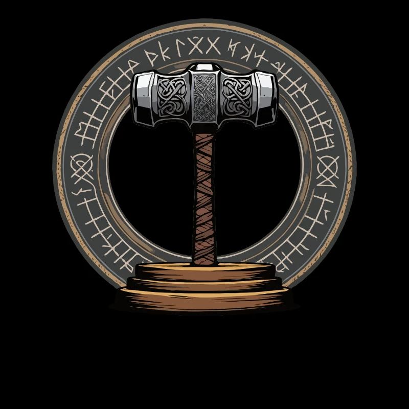 Viking Hammer Warrior Valhalla Runic Circle Thor