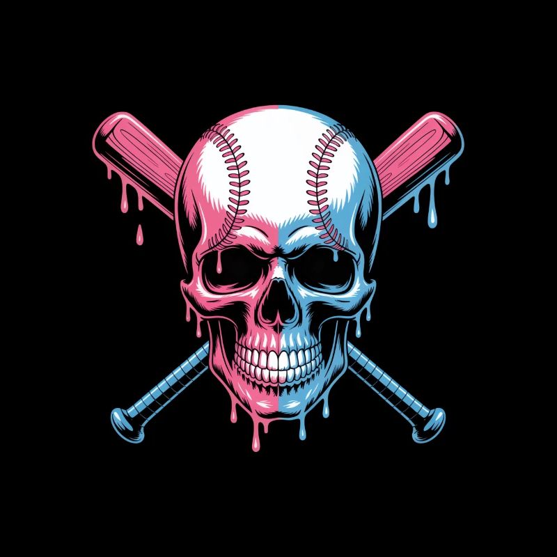 Baseball Skull Baseball Bat