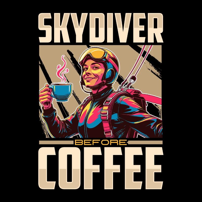 Skydiver Before Coffee Parachuting Coffee Lover