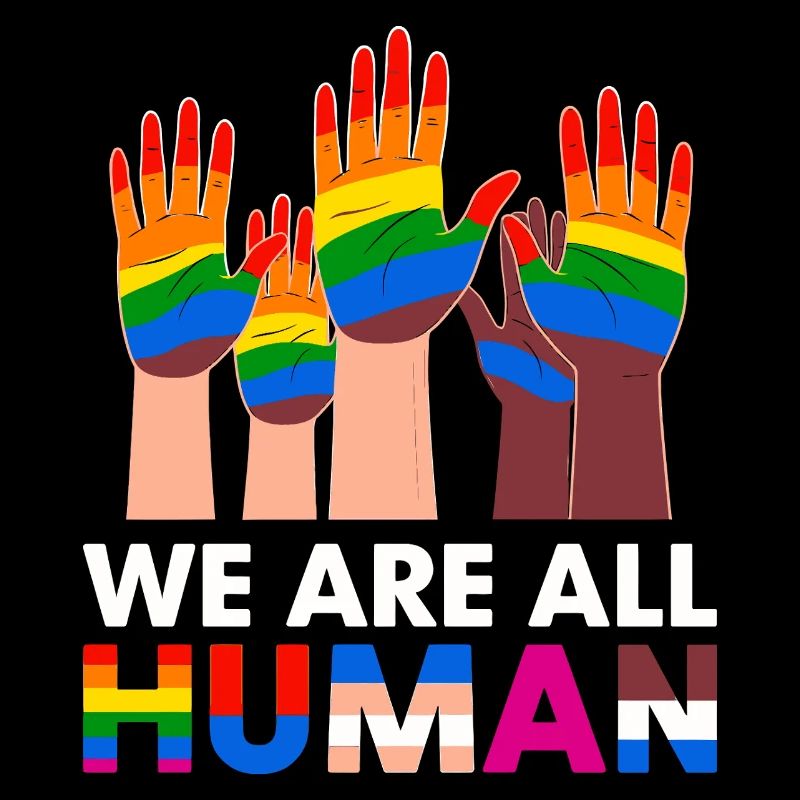 We Are All Human Diverse Hands Rainbow